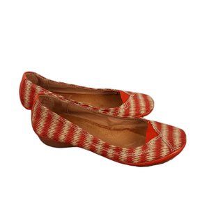 Naya River Red Flats Wedge Stripe Canvas Size 6.5